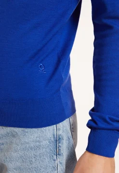 Maison Montagut Pulls>Pull Col V Avec Logo En Laine Merinos - Elmo