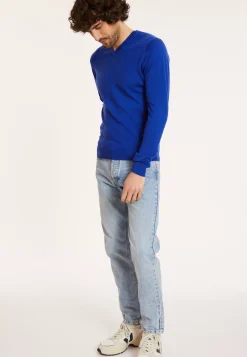 Maison Montagut Pulls>Pull Col V Avec Logo En Laine Merinos - Elmo