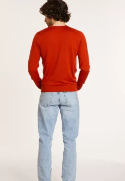 Maison Montagut Pulls>Pull Col V Avec Logo En Laine Merinos - Elmo