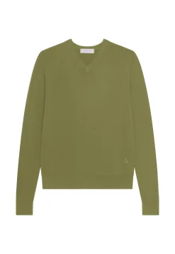 Maison Montagut Pulls>Pull Col V Avec Logo En Laine Merinos - Elmo