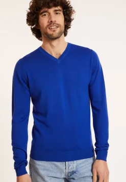 Maison Montagut Pulls>Pull Col V Avec Logo En Laine Merinos - Elmo