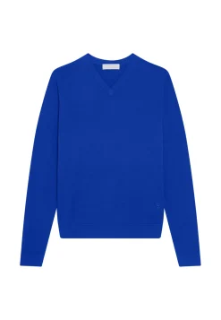 Maison Montagut Pulls>Pull Col V Avec Logo En Laine Merinos - Elmo