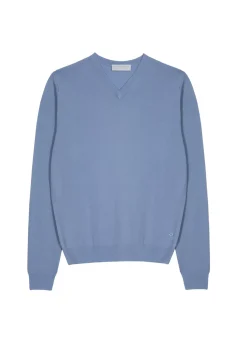 Maison Montagut Pulls>Pull Col V Avec Logo En Laine Merinos - Elmo