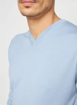 Maison Montagut Pulls>Pull Col V Avec Logo En Laine Merinos - Elmo