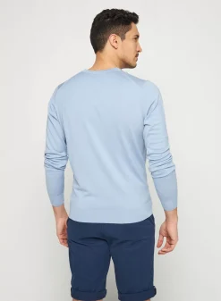 Maison Montagut Pulls>Pull Col V Avec Logo En Laine Merinos - Elmo