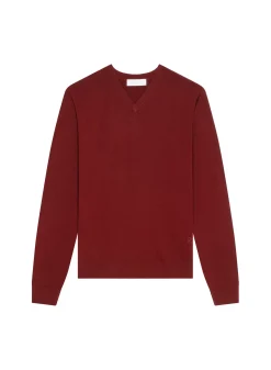 Maison Montagut Pulls>Pull Col V Avec Logo En Laine Merinos - Elmo