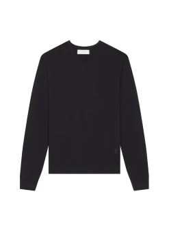 Maison Montagut Pulls>Pull Col V Avec Logo En Laine Merinos - Elmo