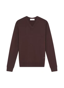 Maison Montagut Pulls>Pull Col V Avec Logo En Laine Merinos - Elmo