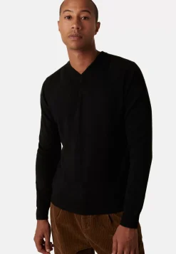 Maison Montagut Pulls>Pull Col V Avec Logo En Laine Merinos - Elmo