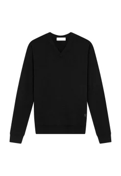 Maison Montagut Pulls>Pull Col V Avec Logo En Laine Merinos - Elmo