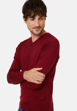 Maison Montagut Pulls>Pull Col V Avec Logo En Laine Merinos - Elmo