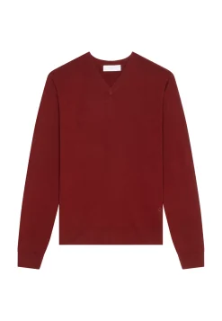 Maison Montagut Pulls>Pull Col V Avec Logo En Laine Merinos - Elmo