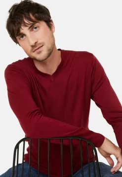 Maison Montagut Pulls>Pull Col V Avec Logo En Laine Merinos - Elmo