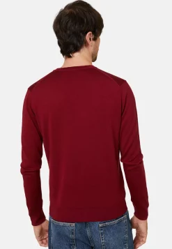 Maison Montagut Pulls>Pull Col V Avec Logo En Laine Merinos - Elmo