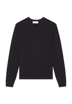 Maison Montagut Pulls>Pull Col V Avec Logo En Laine Merinos - Elmo