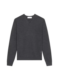 Maison Montagut Pulls>Pull Col V Avec Logo En Laine Merinos - Elmo