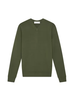 Maison Montagut Pulls>Pull Col V Avec Logo En Laine Merinos - Elmo