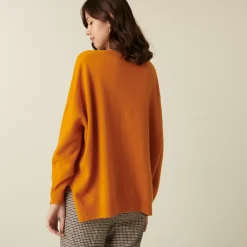 Maison Montagut Pulls>Pull Col V En Cachemire A Fentes Et Bords Cotes - Alienor