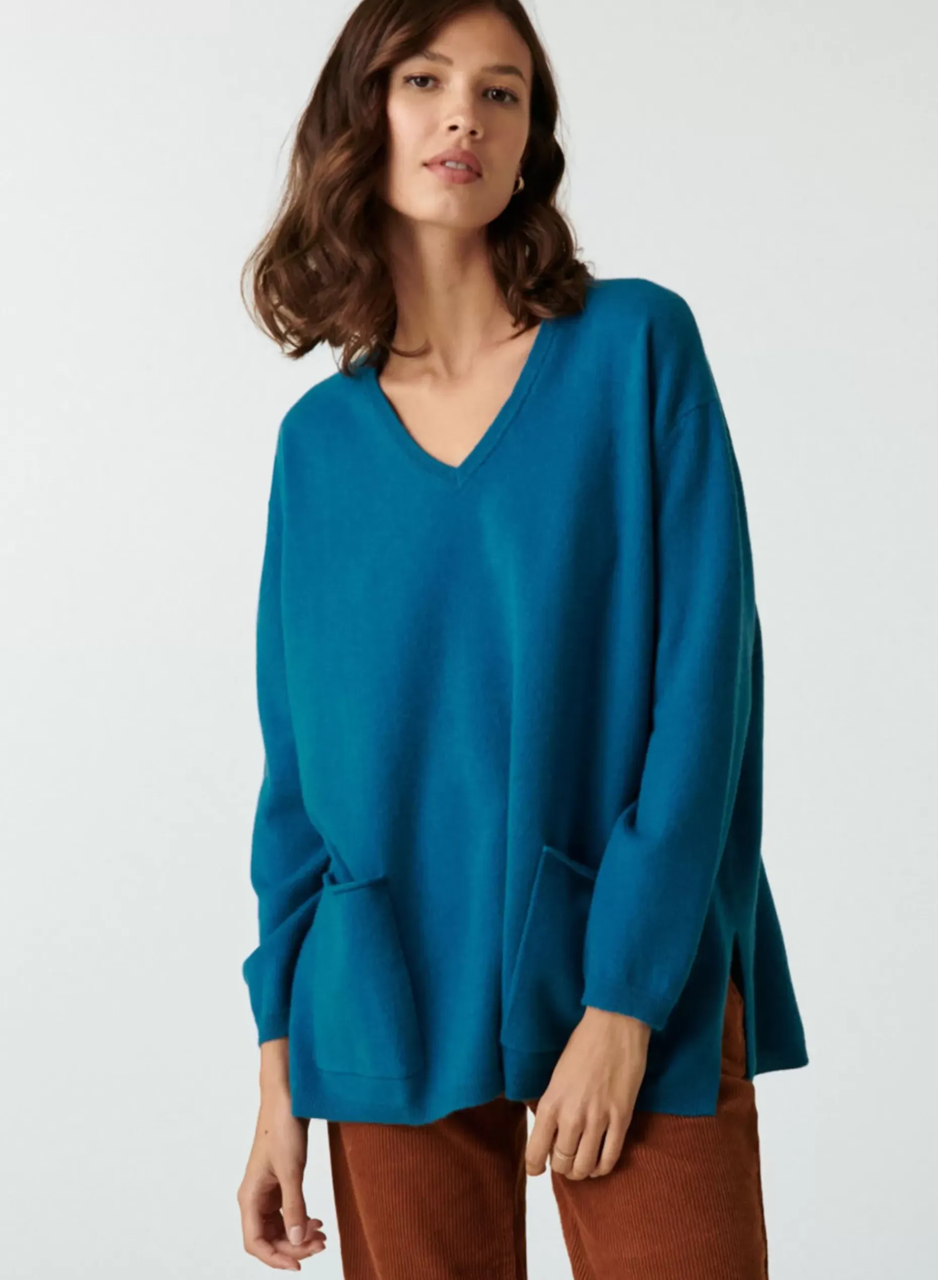 Maison Montagut Pulls>Pull Col V En Cachemire A Fentes Cotes - Accacia