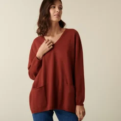 Maison Montagut Pulls>Pull Col V En Cachemire A Fentes Cotes - Accacia