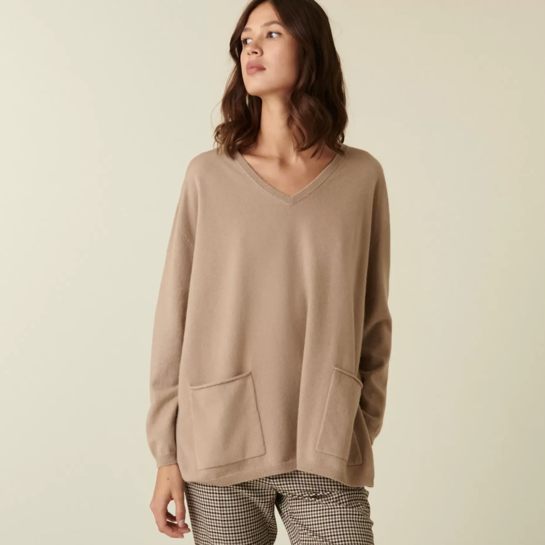 Maison Montagut Pulls>Pull Col V En Cachemire A Fentes Cotes - Accacia