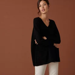 Maison Montagut Pulls>Pull Col V En Cachemire A Fentes Cotes - Accacia