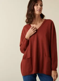 Maison Montagut Pulls>Pull Col V En Cachemire A Fentes Cotes - Accacia