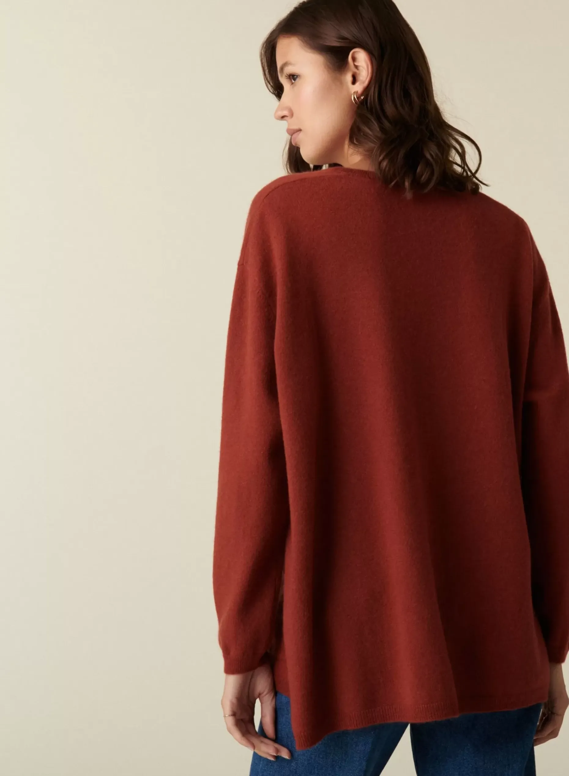 Maison Montagut Pulls>Pull Col V En Cachemire A Fentes Cotes - Accacia