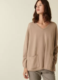 Maison Montagut Pulls>Pull Col V En Cachemire A Fentes Cotes - Accacia