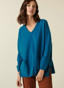 Maison Montagut Pulls>Pull Col V En Cachemire A Fentes Cotes - Accacia