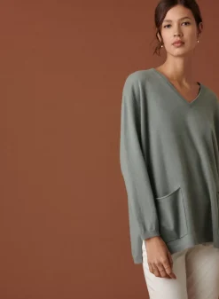 Maison Montagut Pulls>Pull Col V En Cachemire A Fentes Cotes - Accacia