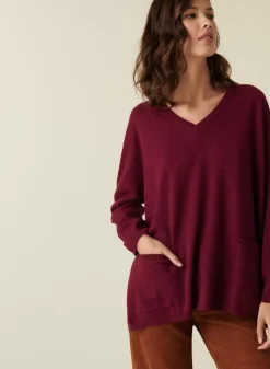 Maison Montagut Pulls>Pull Col V En Cachemire A Fentes Cotes - Accacia