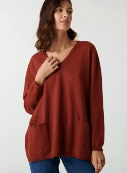 Maison Montagut Pulls>Pull Col V En Cachemire A Fentes Cotes - Accacia