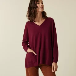 Maison Montagut Pulls>Pull Col V En Cachemire A Fentes Cotes - Accacia