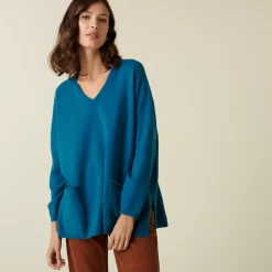 Maison Montagut Pulls>Pull Col V En Cachemire A Fentes Cotes - Accacia