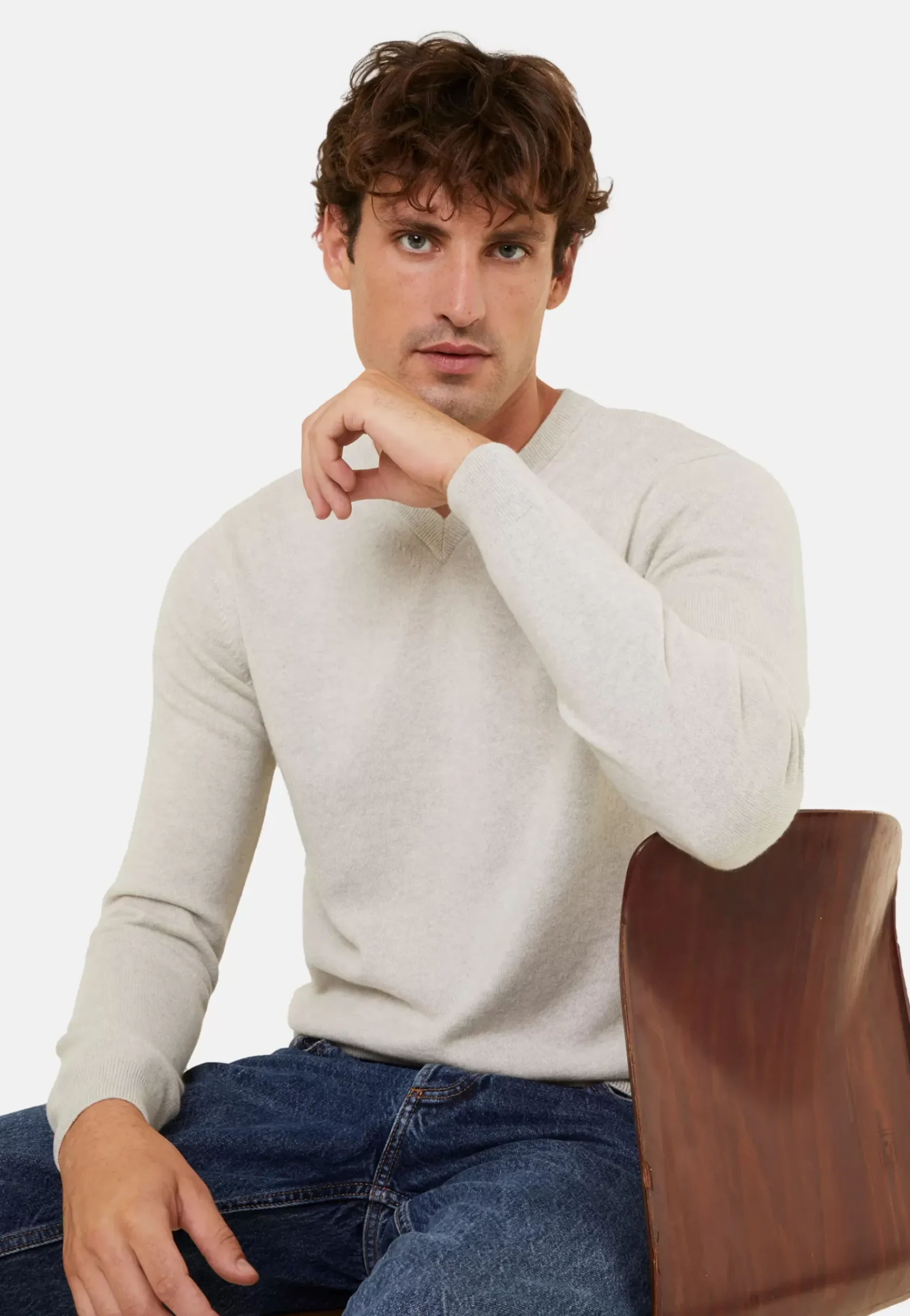 Maison Montagut Pulls>Pull Col V En Cachemire - Evann