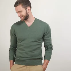 Maison Montagut Pulls>Pull Col V En Coton Cachemire - Brent