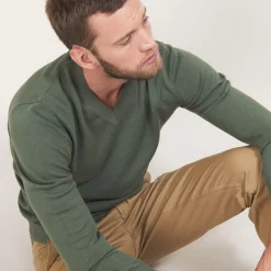 Maison Montagut Pulls>Pull Col V En Coton Cachemire - Brent