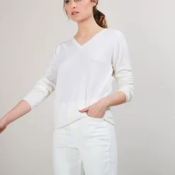 Maison Montagut Pulls>Pull Col V En Laine - Baobab