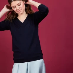 Maison Montagut Pulls>Pull Col V En Laine - Baobab