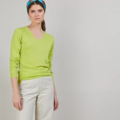 Maison Montagut Pulls>Pull Col V En Laine - Baobab