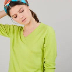 Maison Montagut Pulls>Pull Col V En Laine - Baobab