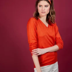 Maison Montagut Pulls>Pull Col V En Laine - Baobab