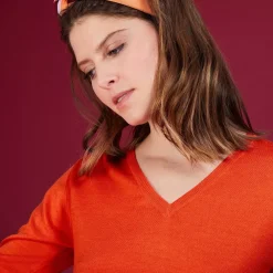 Maison Montagut Pulls>Pull Col V En Laine - Baobab