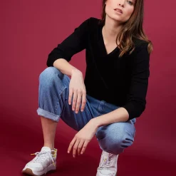 Maison Montagut Pulls>Pull Col V En Laine - Baobab