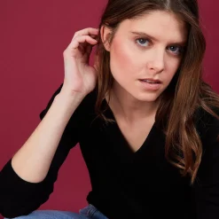 Maison Montagut Pulls>Pull Col V En Laine - Baobab