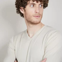 Maison Montagut Pulls>Pull Col V En Laine Et Soie - Basil
