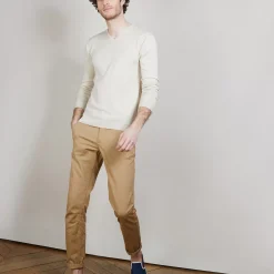 Maison Montagut Pulls>Pull Col V En Laine Et Soie - Basil