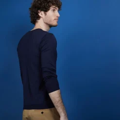 Maison Montagut Pulls>Pull Col V En Laine Et Soie - Basil