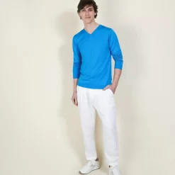 Maison Montagut Pulls>Pull Col V En Laine Et Soie - Basil
